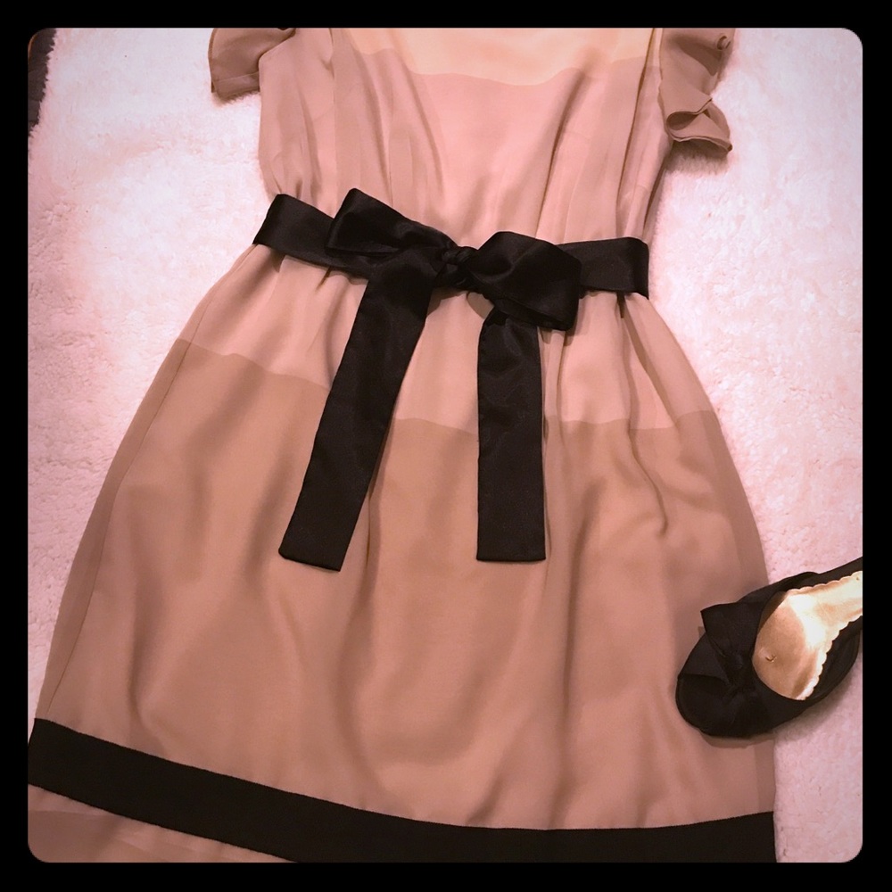 Beautiful Ann Taylor Loft beige and black dress